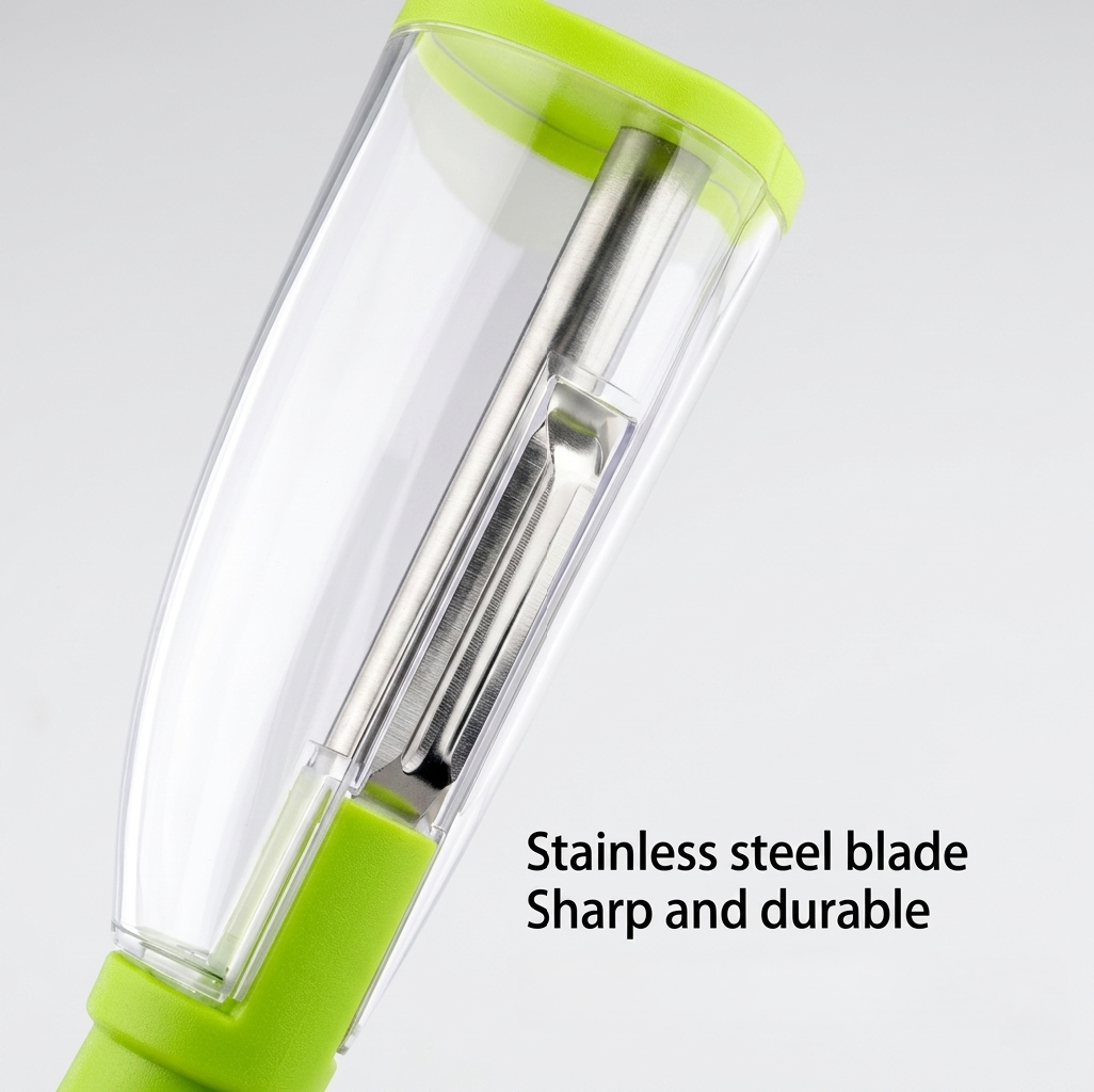 2-in-1 Vegetable & Fruit Peeler with Storage Container | Stainless Steel Blade Multipurpose Kitchen Peeling Tool (Green)