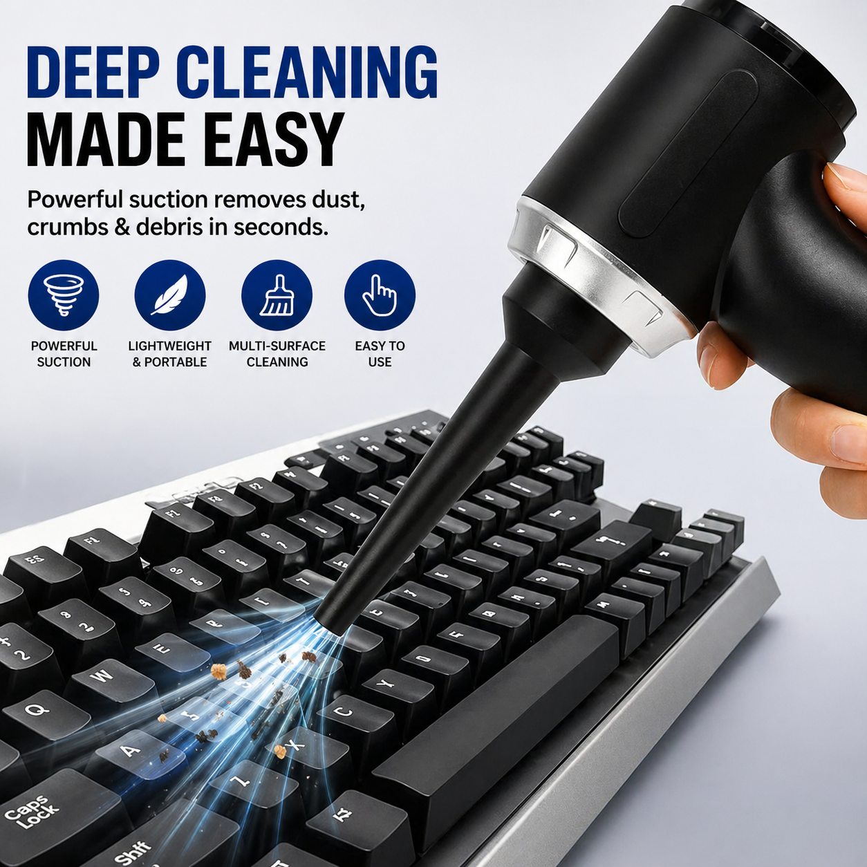 3-in-1 Mini Car Vacuum Cleaner – Wireless Rechargeable Handheld Vacuum, Blower & Dust Cleaner (High Power Suction for Car & Home)