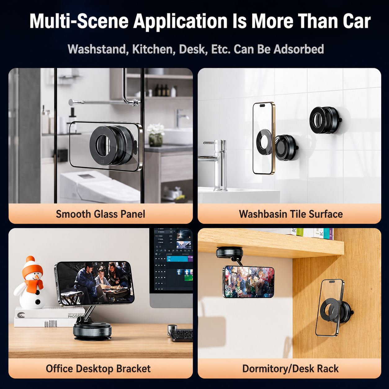 360° Vacuum Magnetic Phone Mount – N52 Super Strong Grip 🧲 | Ultra Suction Holder for Car, Shower & Desk (No Fall, No Shake)