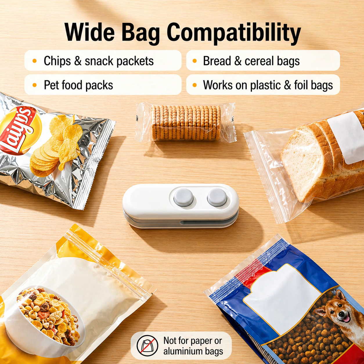 Mini Bag Sealer 2-in-1 – Portable Heat Sealer & Cutter | Keep Snacks Fresh Anytime (USB Rechargeable)