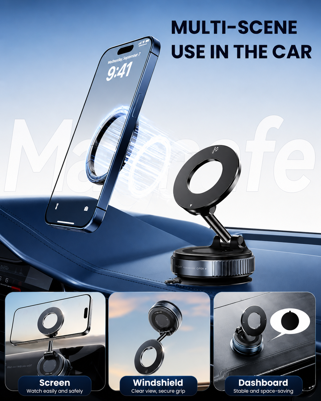 360° Vacuum Magnetic Phone Mount – N52 Super Strong Grip 🧲 | Ultra Suction Holder for Car, Shower & Desk (No Fall, No Shake)