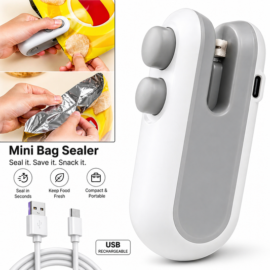 Mini Bag Sealer 2-in-1 – Portable Heat Sealer & Cutter | Keep Snacks Fresh Anytime (USB Rechargeable)