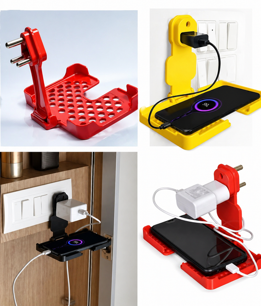 Foldable Wall Mobile Holder (Pack of 3) – Charging Stand for Safe & Tangle-Free Use (Red/Black)